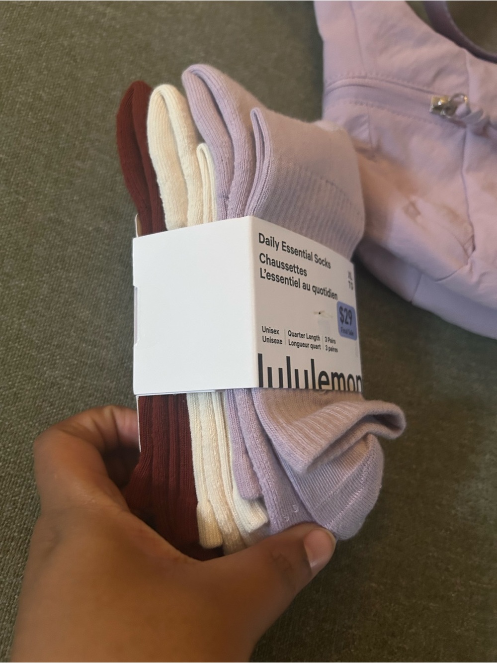 Lululemon Lavender Small Slouch Bag, Travel Pouch, and Sock Bundle - Picture 2 of 4